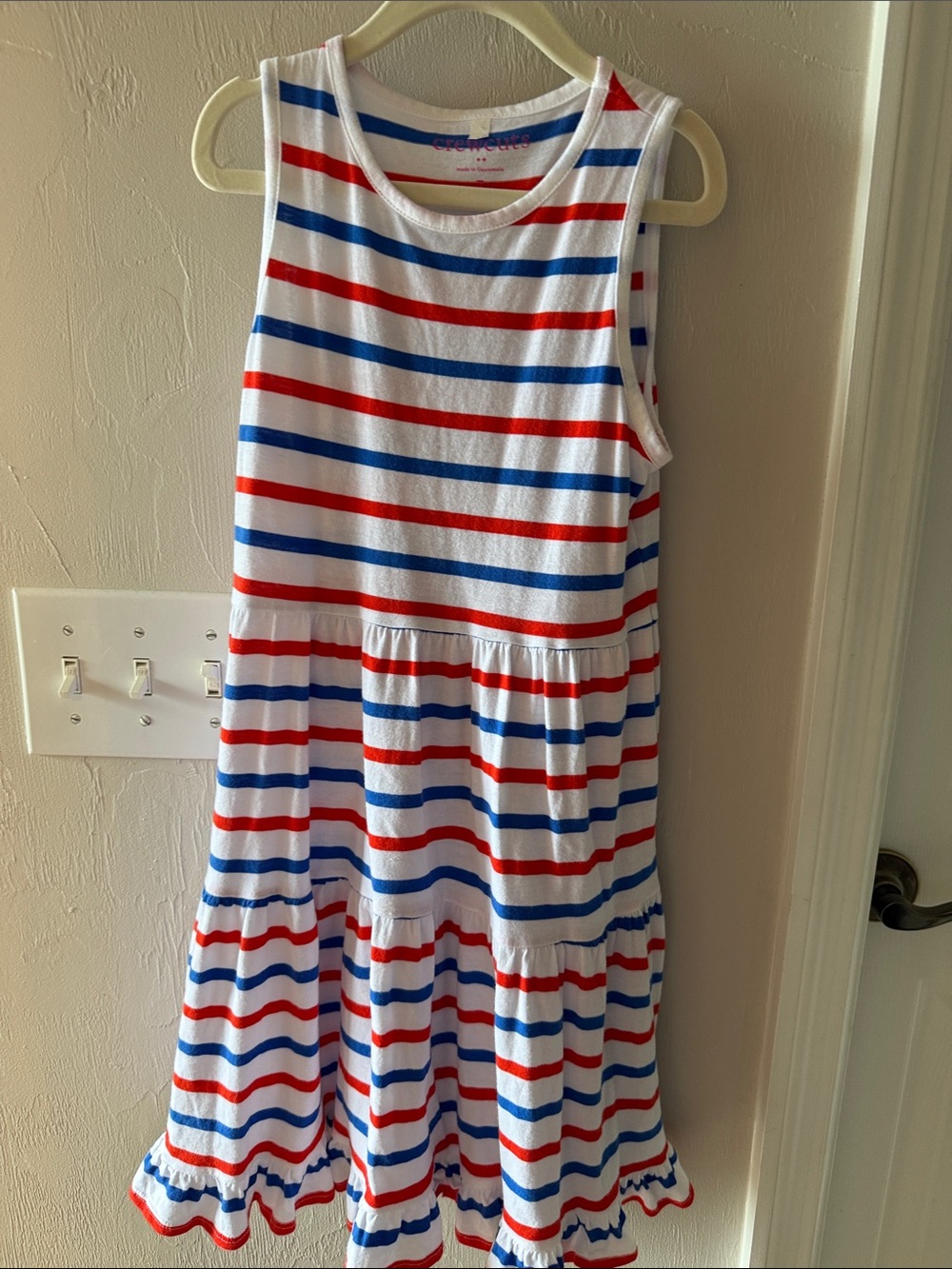 Girls Crewcuts red white and blue stripe dress